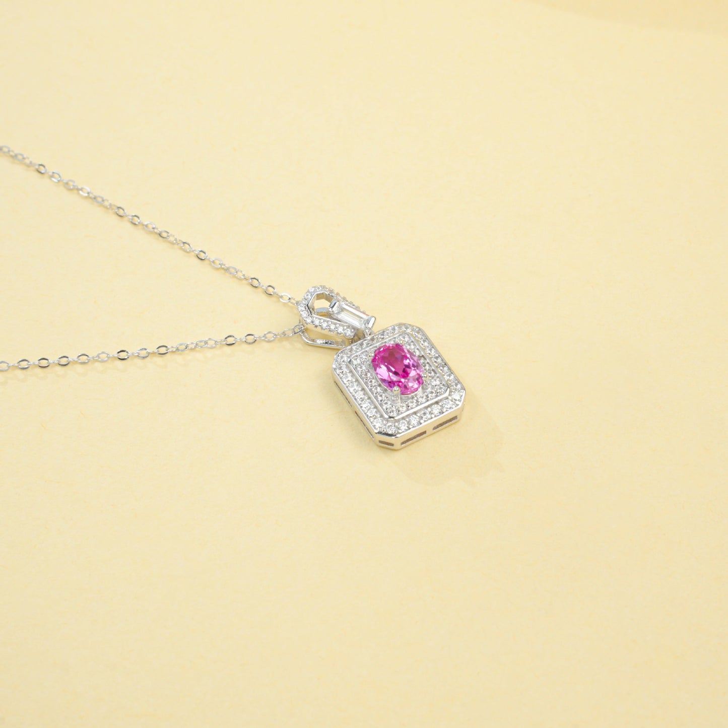 925 Sterling Silver Lab Paraiba Necklace, Vintage Rectangular for Women - Photo 4