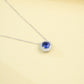 925 Sterling Silver Lab Sapphire Round Halo Pave Necklace, for Women - Photo 4