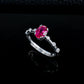 S925 Silver Oval Lab Rose Red Ruby Side Micro-Set Diamond, Versatile Women's Ring - Photo 2
