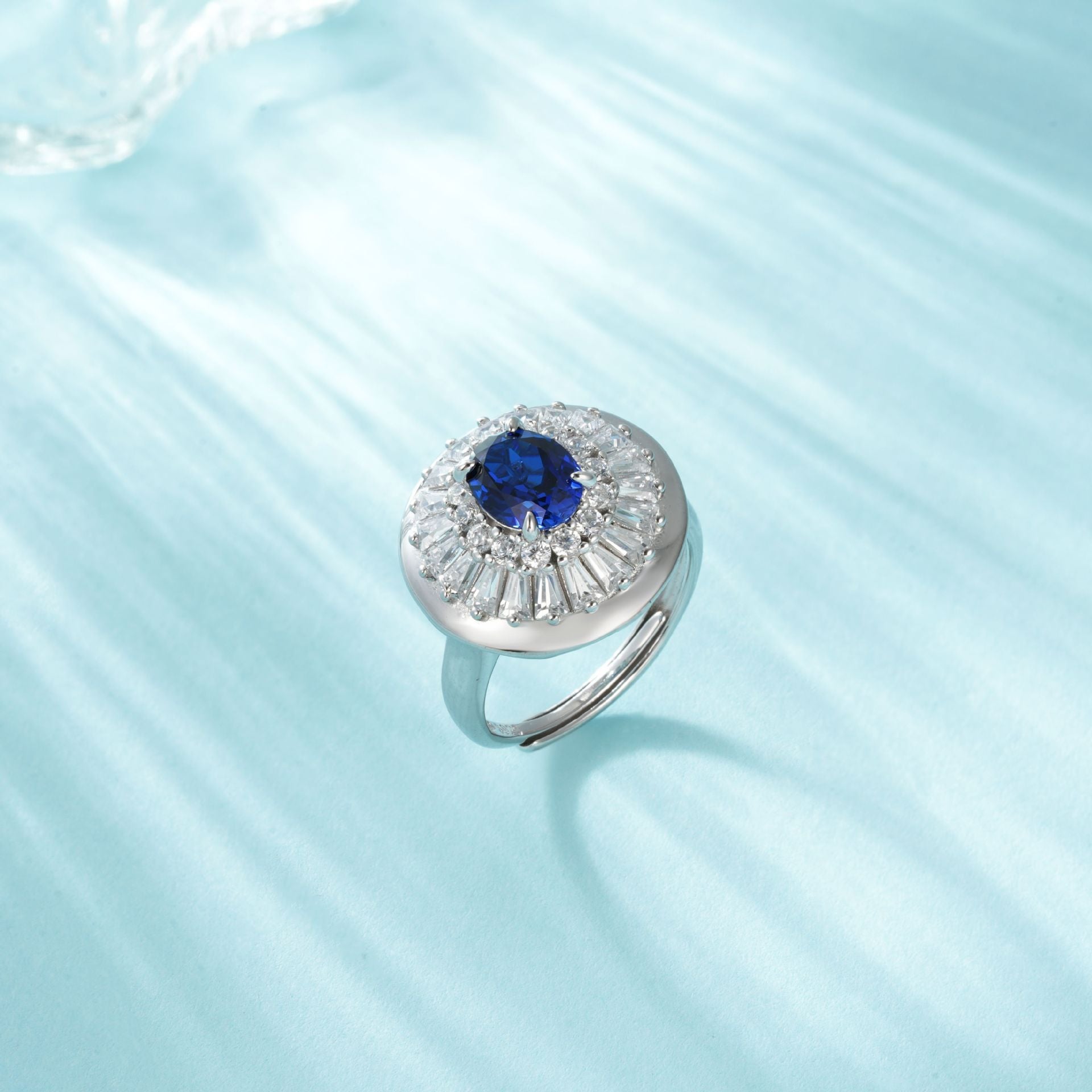 S925 Sterling Silver Lab Sapphire Ring, Sparkling Lab Gemstone - Photo 2
