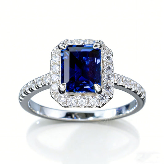 925 Sterling Silver Lab Sapphire Ring, Premium Gift for Women - Photo 5