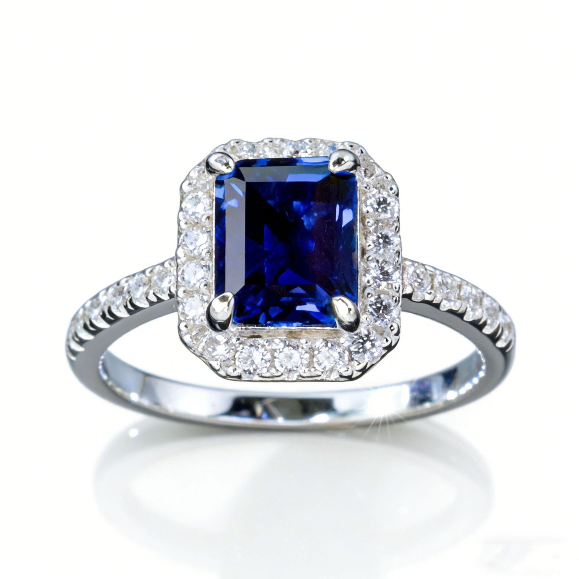 925 Sterling Silver Lab Sapphire Ring, Premium Elegant Gift - Photo 5