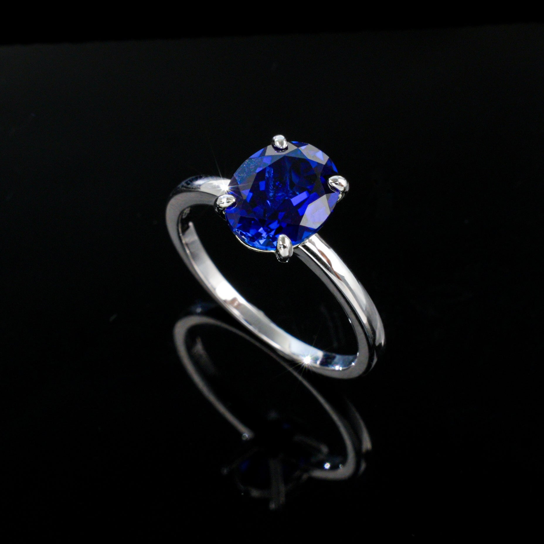 S925 Sterling Silver Lab Sapphire Ring, for Women - Photo 2