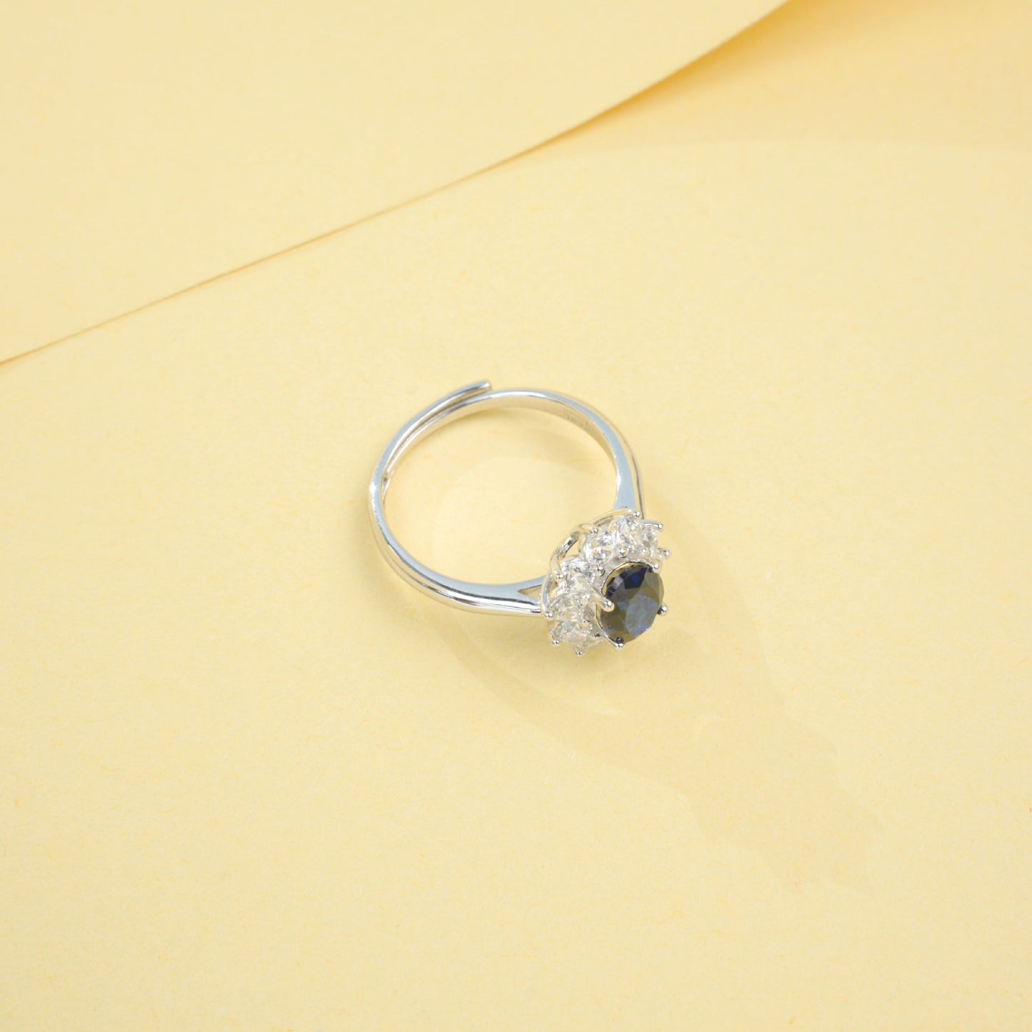 925 Sterling Silver Lab Sapphire Sunflower Ring for Women, Vintage Premium - Photo 4