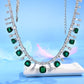 S925 Silver Lab Emerald Necklace Luxurious Princess Premium - Photo 4
