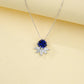 S925 Sterling Silver Royal Blue Sapphire Flower Necklace, Premium Ladies Versatile - Photo 4