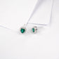 S925 Sterling Silver Lab Emerald Stud Earrings, Heart Diamond Vintage - Photo 5