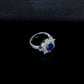 S925 Sterling Silver Lab Sapphire Ring Halo Diamond, Versatile Jewellery Premium - Photo 4