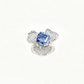 S925 Sterling Silver Lab Sapphire Flower Pave Ring, Premium Jewellery - Photo 1