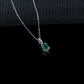 S925 Silver 4-Claw Oval Lab Emerald Pendant, Gift Bestie Birthday - Photo 3