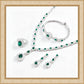 925 Sterling Silver Oval Lab Emerald 3-Piece Jewellery Set (Bracelet, Earrings, Necklace), Luxurious - Photo 1
