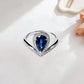 925 Sterling Silver Lab Sapphire Teardrop Ring, Premium Versatile - Photo 1