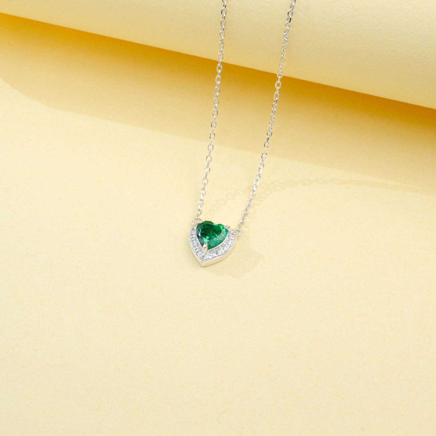 S925 Sterling Silver Lab Gemstone Heart Pave Choker Necklace, Premium for Women - Photo 4