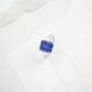 925 Sterling Silver Lab Sapphire Three-Stone Closed Ring, Vintage Premium - Photo 3