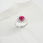 S925 Sterling Silver Lab Ruby Sunflower Open Ring, Versatile Premium - Photo 2