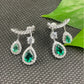 S925 Silver Crescent Arc Ear Cuff Double Teardrop Lab Emerald Diamond Halo, Evening - Photo 4