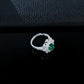 S925 Sterling Silver Lab Emerald Snowflake Halo Ring, Premium Gift for Women - Photo 4