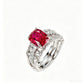925 Silver Lab Ruby Stacking Ring for Women, Unique 2-in-1 Design - Photo 5
