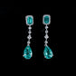S925 Silver Lab Paraiba Two-Tone Long Teardrop Drop Earrings, Versatile Women's Earrings - Photo 4