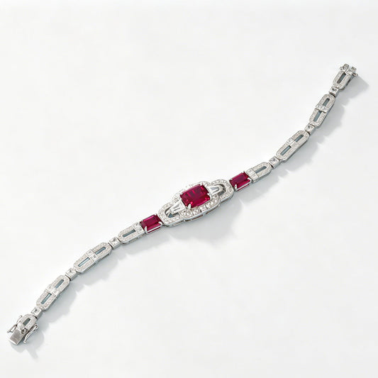 Fresh Sweet S925 Sterling Silver Ruby Bracelet, Premium - Photo 5