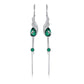 S925 Silver Phoenix Long Tassel Teardrop Lab Emerald Drop Earrings, Vintage Style - Photo 5