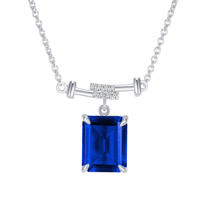 S925 Lab Sapphire Necklace, Elegant Premium - Photo 6
