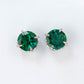 S925 Silver Round Lab Emerald Stud Earrings, Gemstone Simple - Photo 2