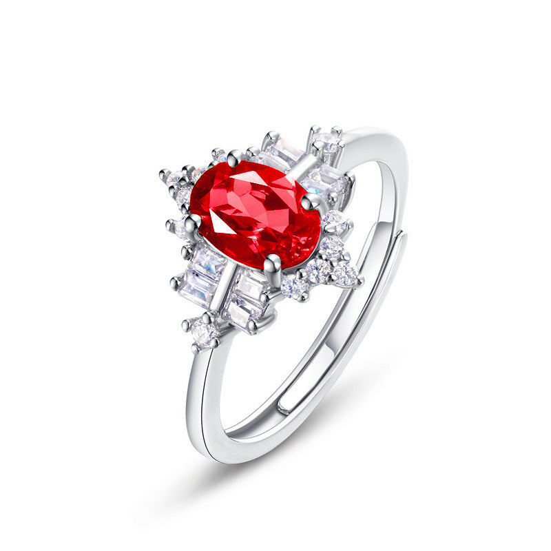 Lab Ruby Ring 925 Silver Natural Stone Earrings Engagement Jewellery Starry - Photo 5
