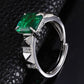 Princess-Cut Lab Emerald Ring S925 Silver, Vintage Lab Gemstone - Photo 3