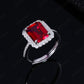 Vintage Square S925 Pigeon Blood Ruby Ring, Elegant Lady - Photo 1