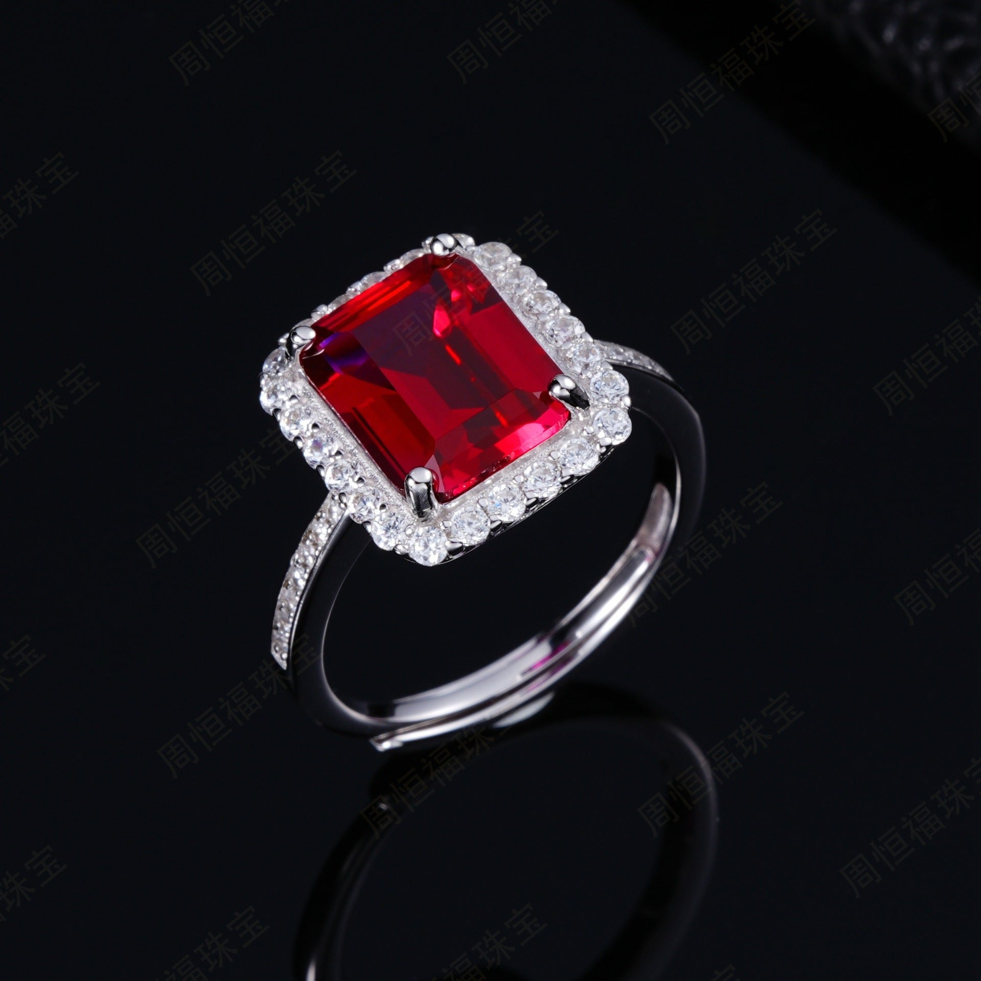 Vintage Square S925 Pigeon Blood Ruby Ring, Elegant Lady - Photo 1