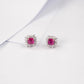 S925 Silver Sugarloaf-Cut Lab Pink Sapphire Stud Earrings, Sunflower Full Diamond - Photo 4