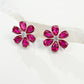 S925 Sterling Silver Lab Gemstone Flower Earrings, Premium Versatile - Photo 1