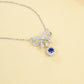 925 Sterling Silver Lab Sapphire Bowknot Cushion Pave Choker Necklace, Premium - Photo 4