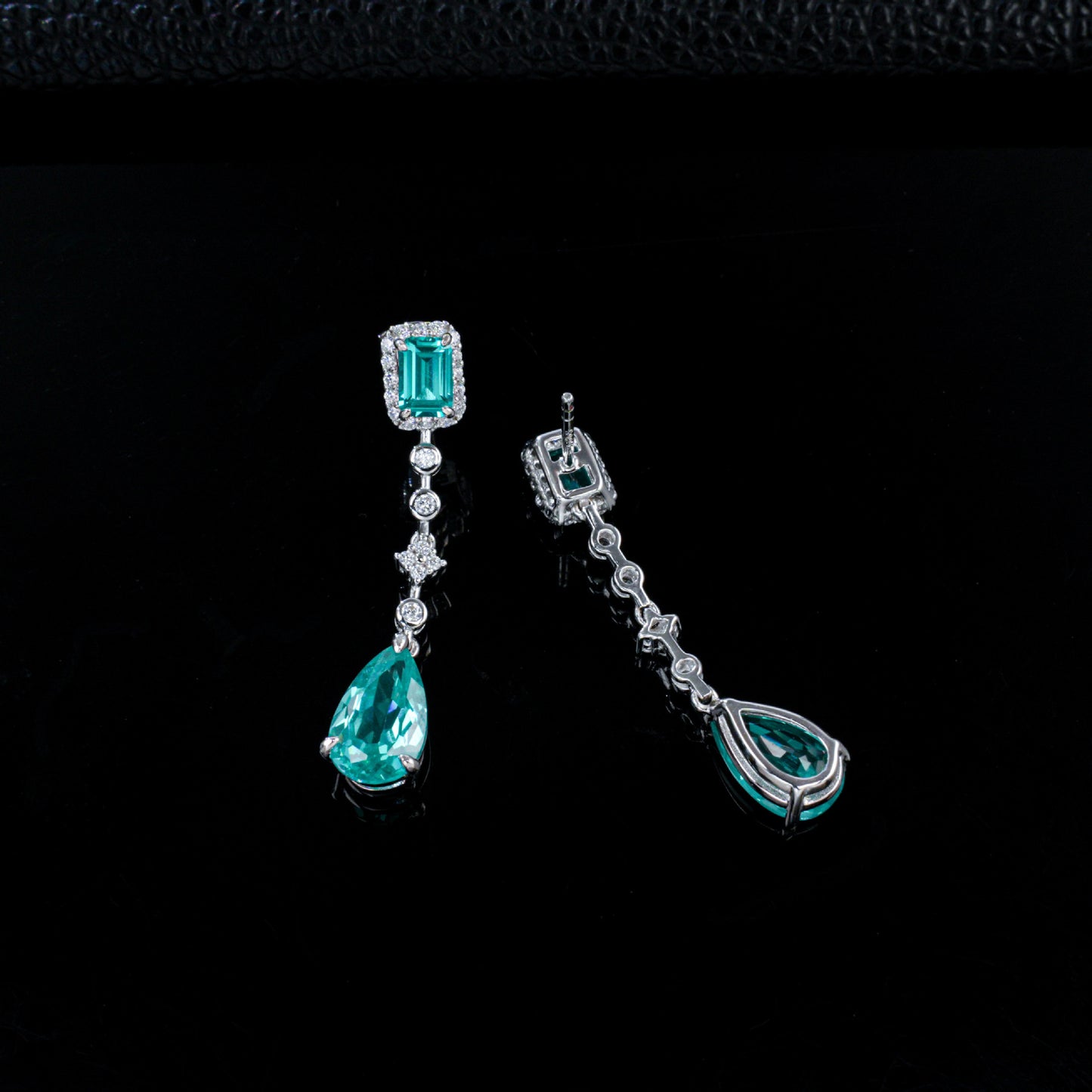 S925 Silver Lab Paraiba Two-Tone Long Teardrop Drop Earrings, Versatile Women's Earrings - Photo 6