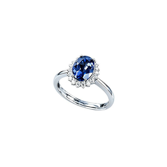 Sunflower Halo Lab Sapphire Open Ring S925 Silver, Jewellery Accessory - Photo 5