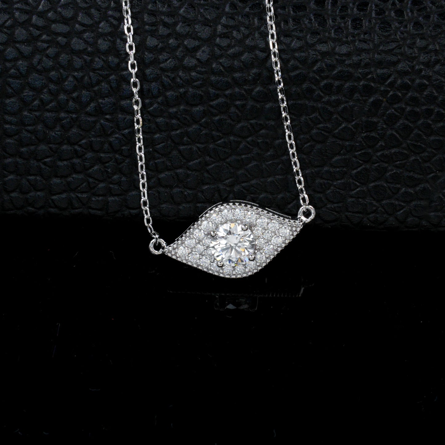 S925 Silver Marquise Halo Full Diamond Necklace, Simple Birthday Gift - Photo 3
