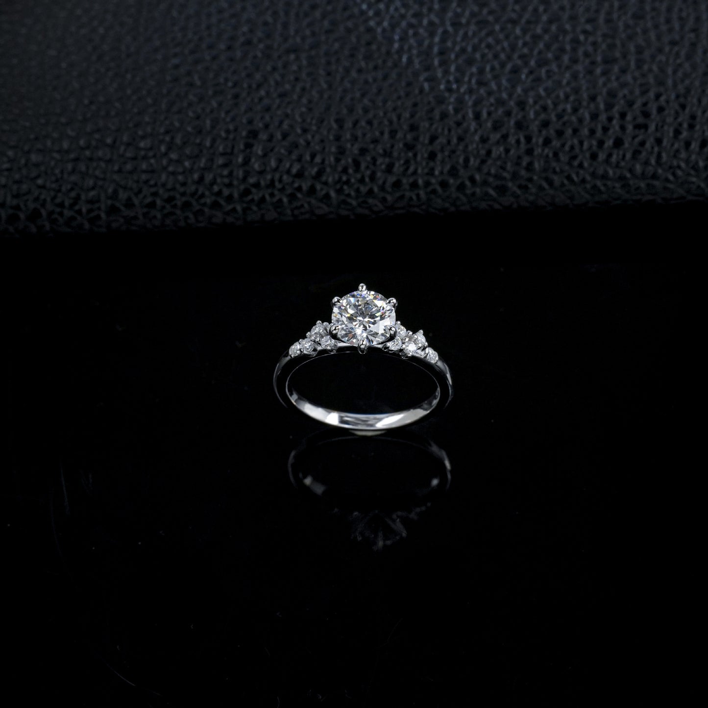 S925 Silver 6-Claw Lab Diamond Ring, Diamond Pave Proposal - Photo 3