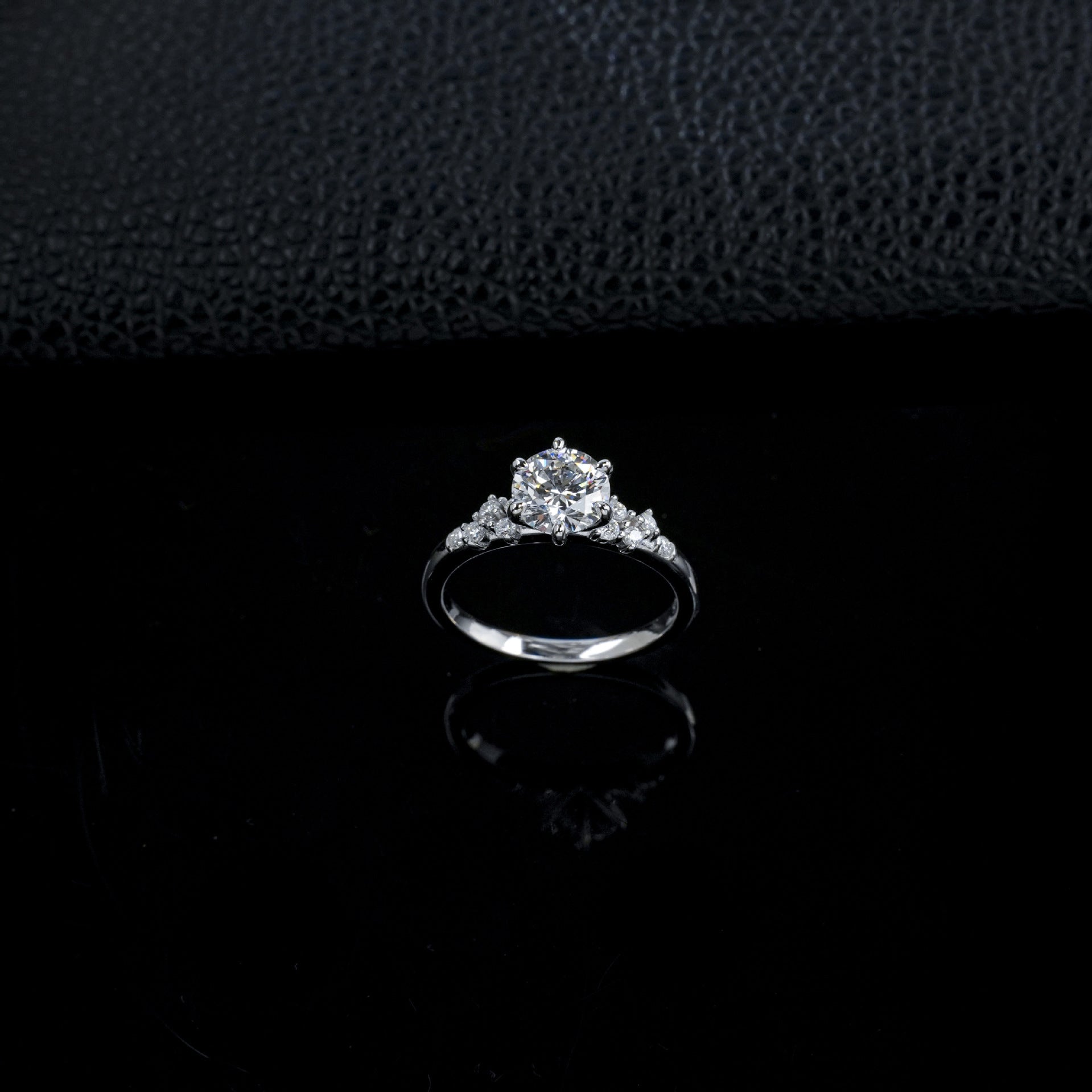 S925 Silver 6-Claw Lab Diamond Ring, Diamond Pave Proposal - Photo 3