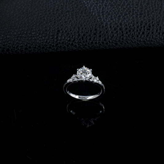 S925 Silver 6-Claw Lab Diamond Ring, Diamond Pave Proposal - Photo 3