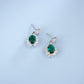 S925 Sterling Silver Oval Lab Emerald Sunflower Pave Halo Earrings, Anniversary Vintage Versatile - Photo 4