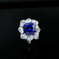 S925 Silver Lab Sapphire Sunflower Ring, Ring Anniversary Gift - Photo 2