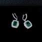 S925 Silver Lab Emerald Double-Layer Halo Earrings, Day Mothers Gift - Photo 3