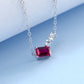 S925 Silver Pendant Pigeon Blood Ruby Necklace, Square Diamond Chain - Photo 3