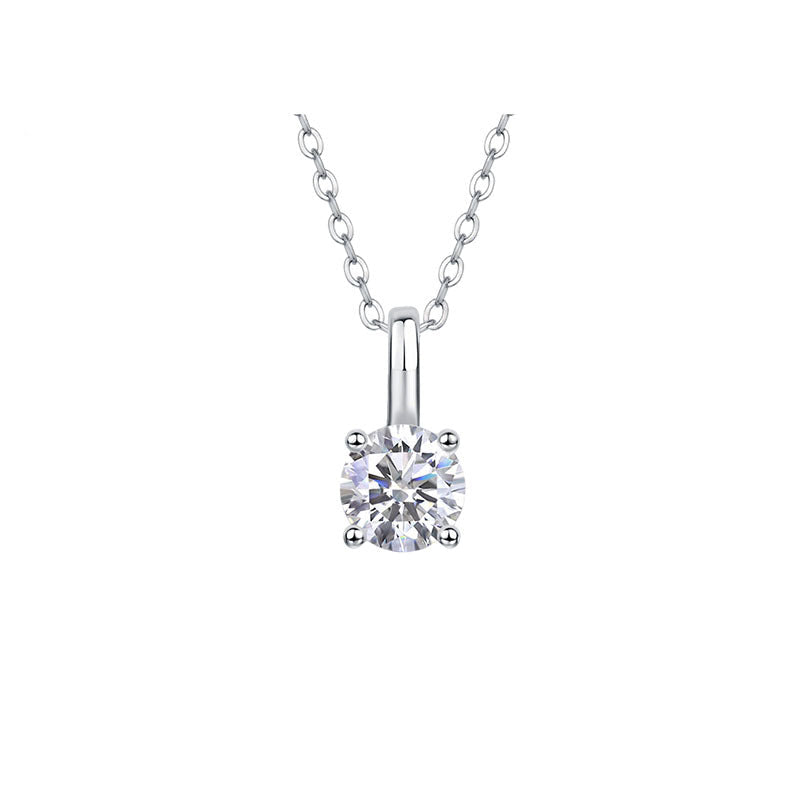 S925 Sterling Silver Lab Diamond Solitaire Choker Necklace, Minimalist Versatile - Photo 1