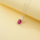 S925 Sterling Silver Lab Ruby Cushion Pave Choker Necklace, for Women - Photo 3