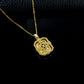 Vintage Palace Style Lab Pink Sapphire Square Plate Full Diamond Halo Necklace - Photo 4
