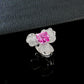 S925 Sterling Silver Lab Padparadscha Pave 'Three-Life Stone' Ring, for Women - Photo 4