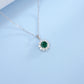 S925 Sterling Silver Lab Emerald Sunflower Halo Pendant Necklace, Vintage Versatile - Photo 4