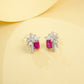 S925 Sterling Silver Lab Ruby Square Earrings, Premium Versatile Bestie - Photo 2
